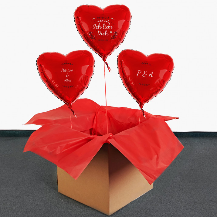 Ich liebe Dich - Set mit Heliumballons - Herzen